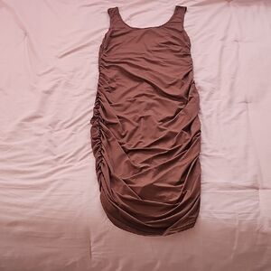 Etro Brown Ruched Midi Dress